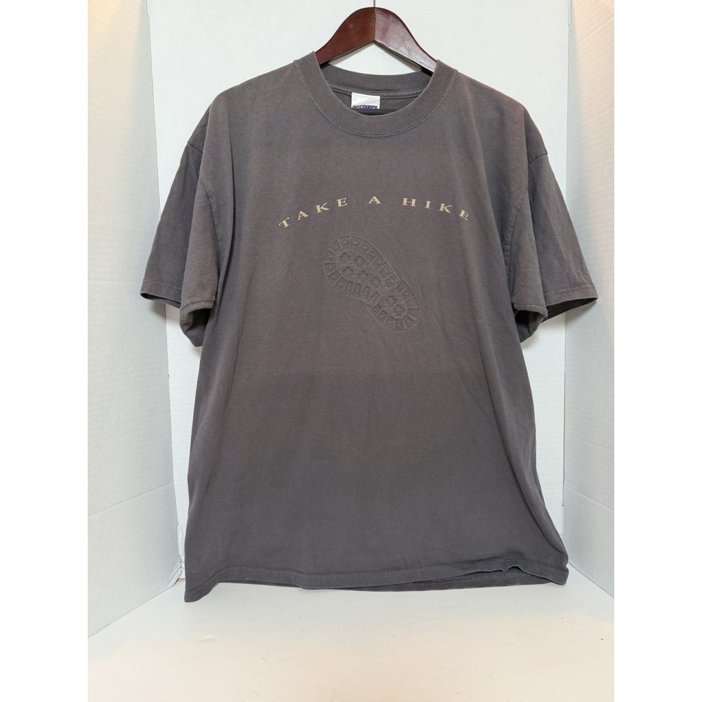 Vtg Y2K Discovery Channel Gorpcore Hiking Trail Dad  Heavyweight T-Shirt xl 215